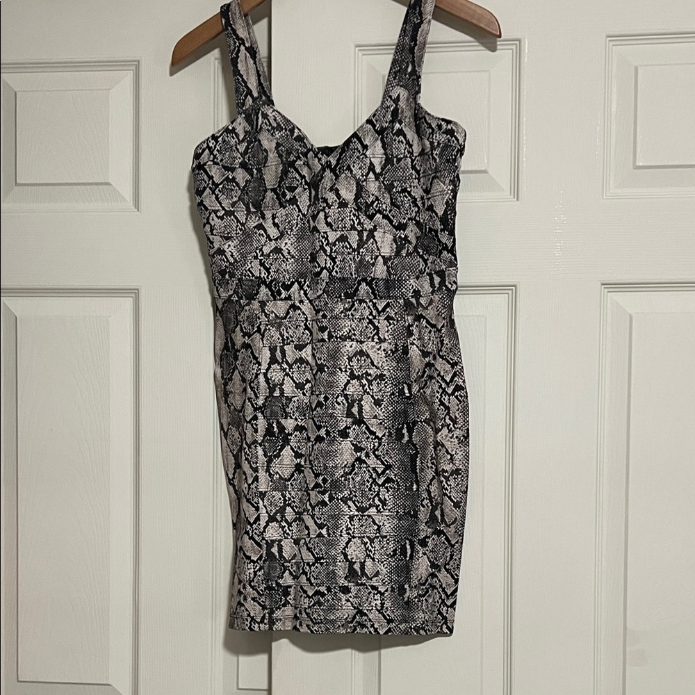 H&M Black and Gray Snake Print Mini Dress